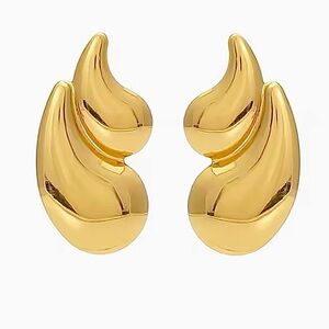 Double Water Drop Stud Earrings Stainless Steel